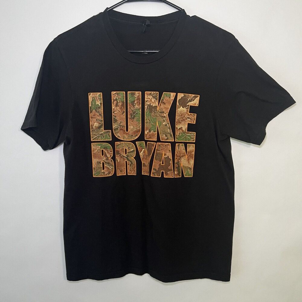 Luke Bryan Tee T Shirt Size S Small Short Sleeve Camo Black Deer Concert